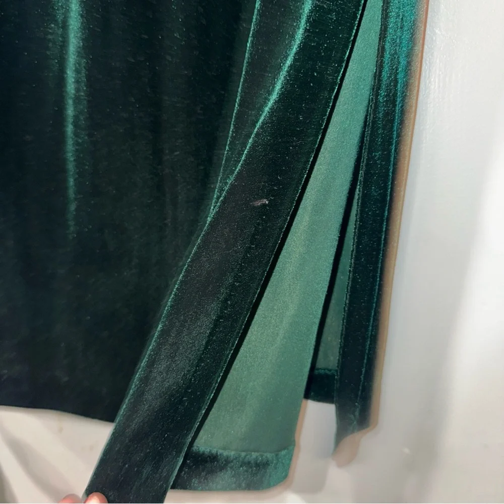 Nina PiccalinoGreen Womens Dress Size 14 Velvet Vintage 90s‎ Midi Slit Slip - Picture 4 of 5